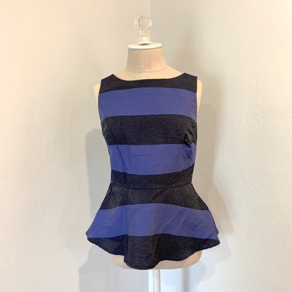 NWT Banana Republic Striped Peplum Tank Top Blouse - Picture 1 of 8